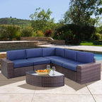 Ensemble de canapés d'extérieur 6 pièces en rotin marron Suncrown avec table