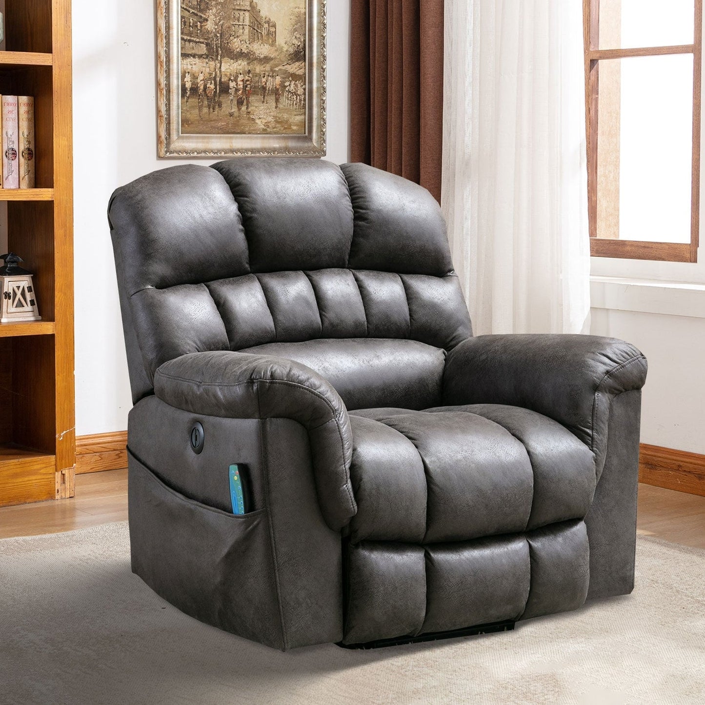 Fauteuil inclinable électrique surdimensionné de 42 po avec massage et chauffage