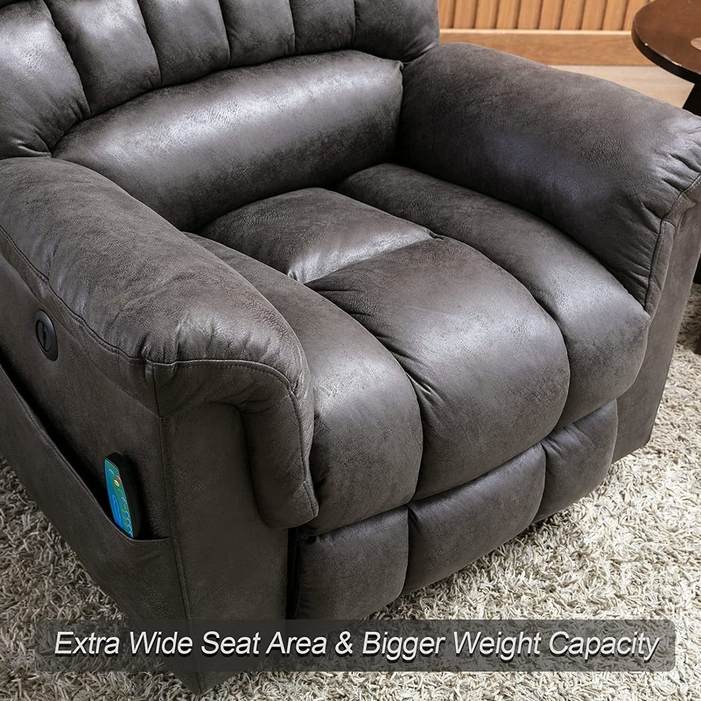 Fauteuil inclinable électrique surdimensionné de 42 po avec massage et chauffage