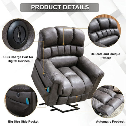 Fauteuil inclinable électrique surdimensionné de 42 po avec massage et chauffage