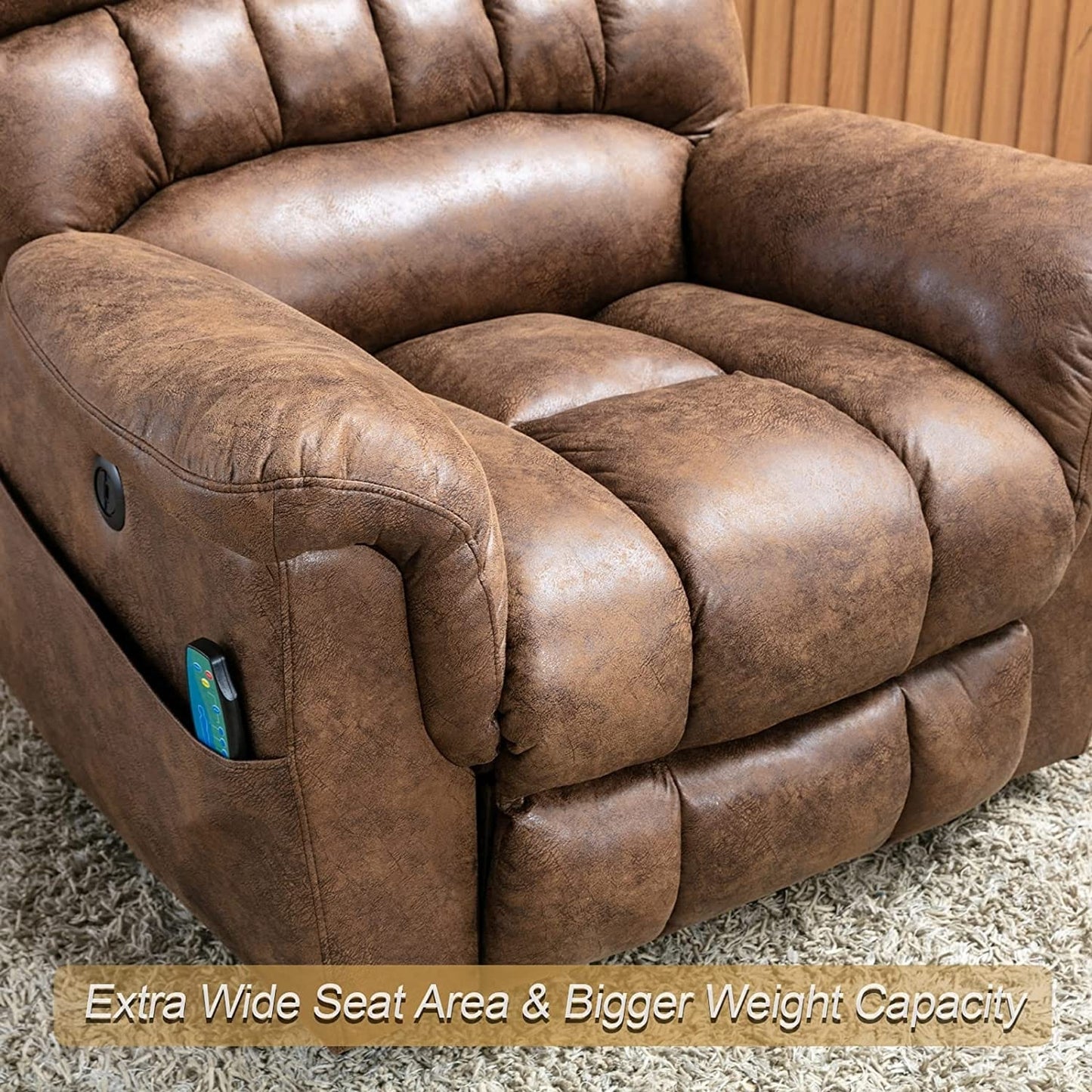 Fauteuil inclinable électrique surdimensionné de 42 po avec massage et chauffage