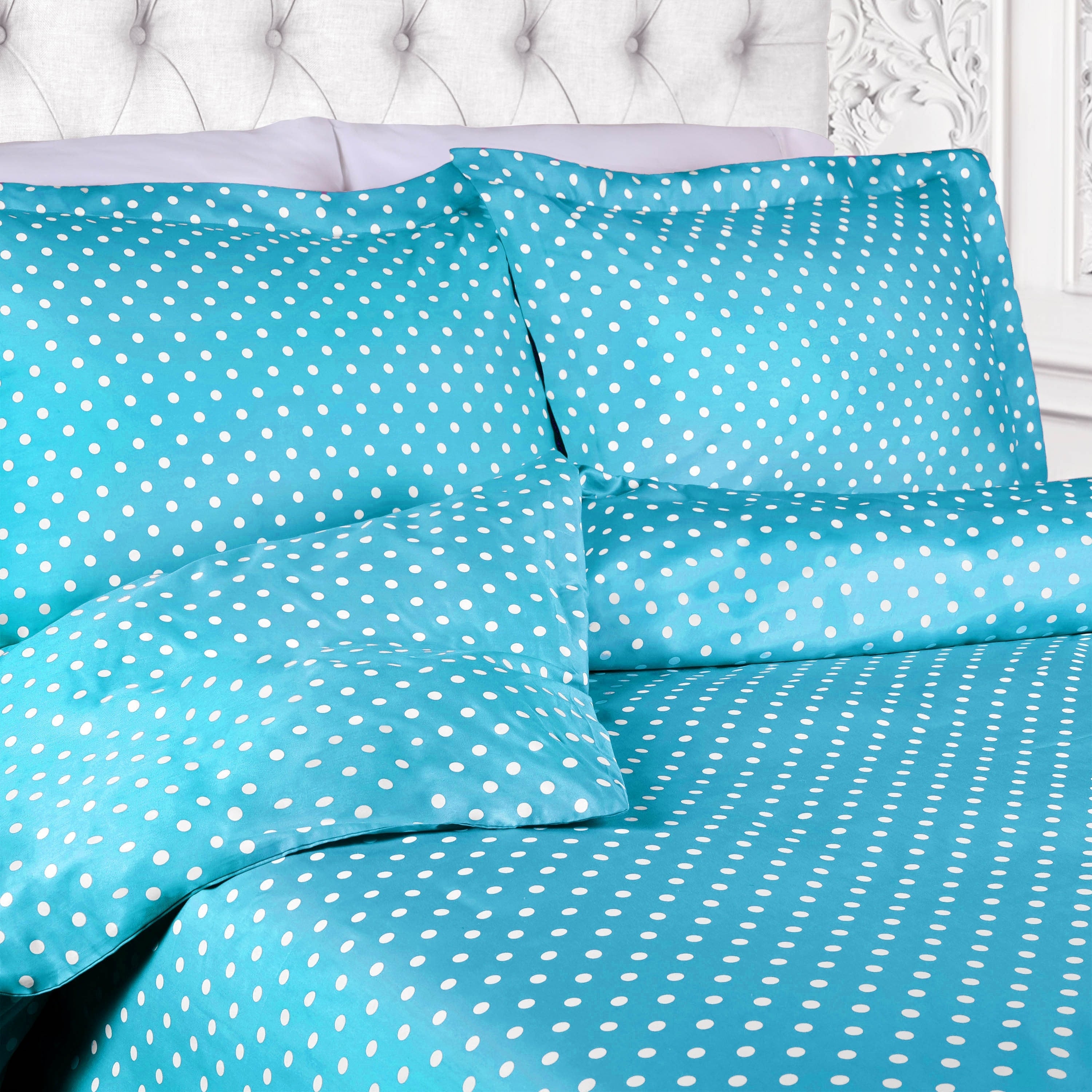 Parure de lit en mélange de coton à pois 600 fils au pouce carré de qualité supérieure