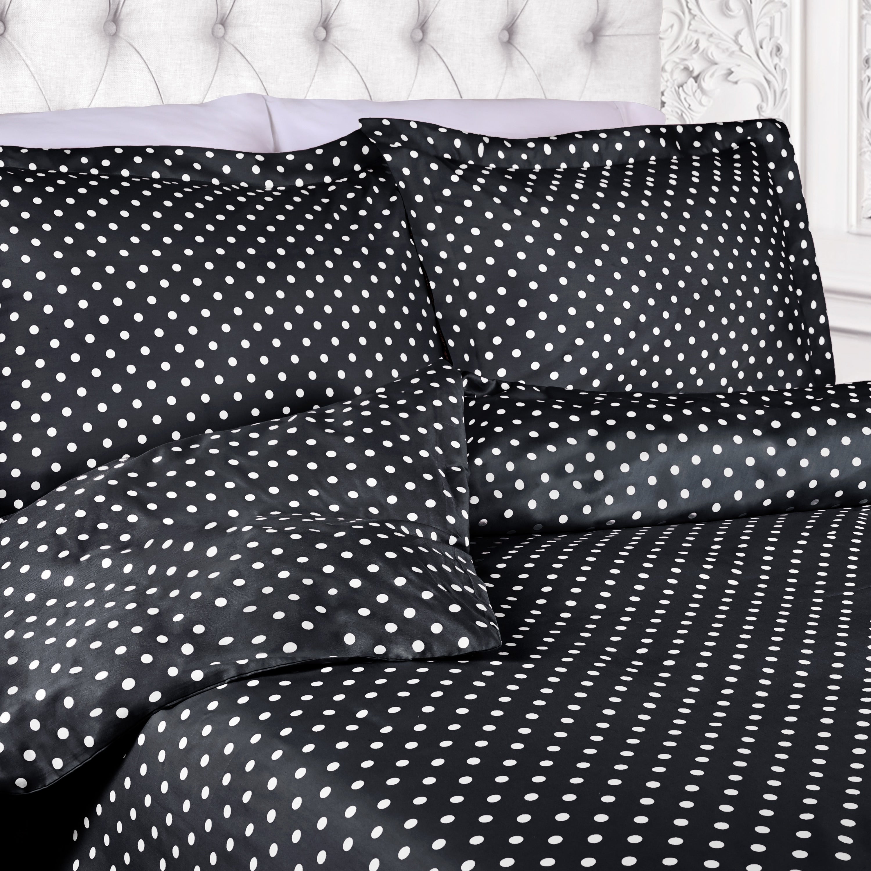 Parure de lit en mélange de coton à pois 600 fils au pouce carré de qualité supérieure