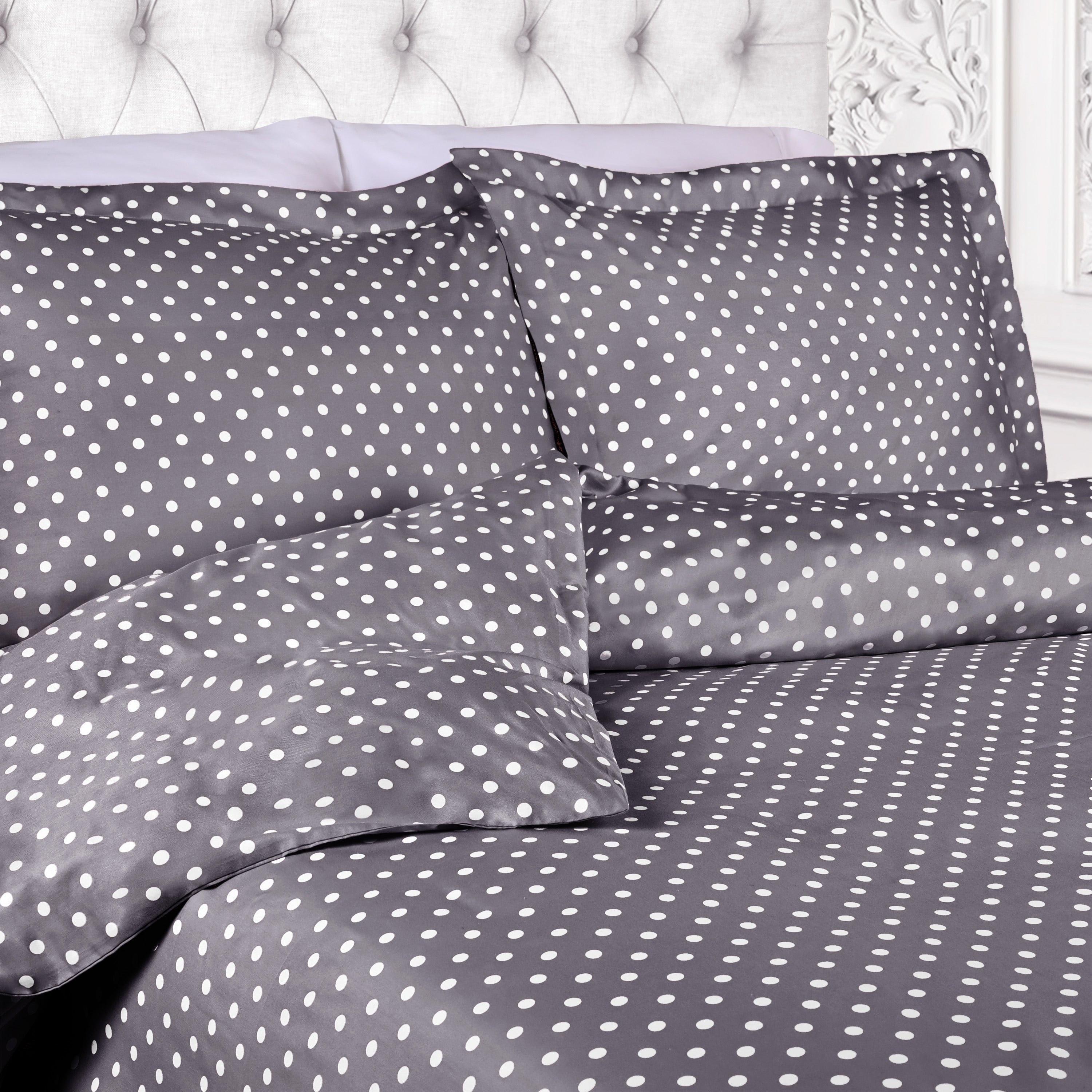 Parure de lit en mélange de coton à pois 600 fils au pouce carré de qualité supérieure