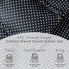 Parure de lit en mélange de coton à pois 600 fils au pouce carré de qualité supérieure