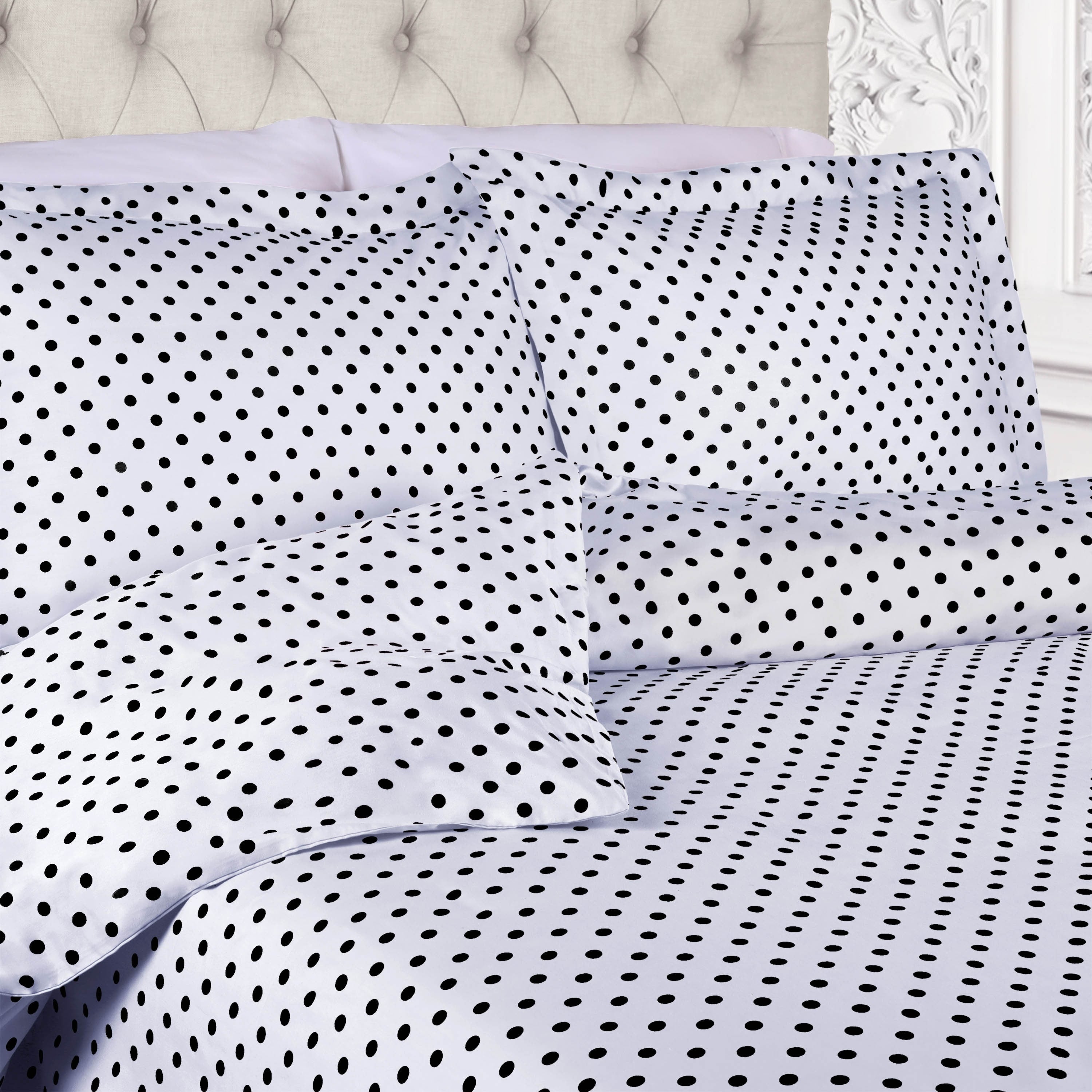 Parure de lit en mélange de coton à pois 600 fils au pouce carré de qualité supérieure