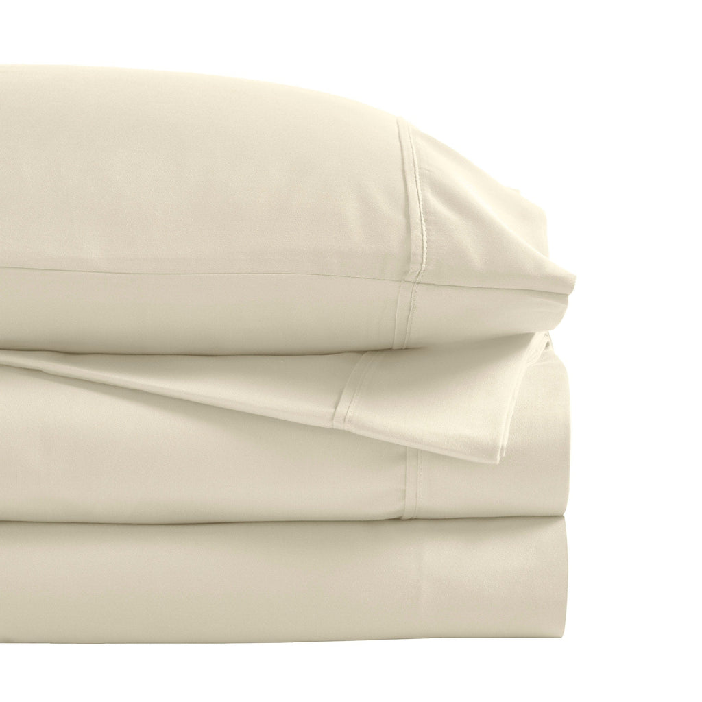 Parure de lit en mélange de coton de qualité supérieure, 1 200 fils au pouce carré, à poches profondes et de couleur unie