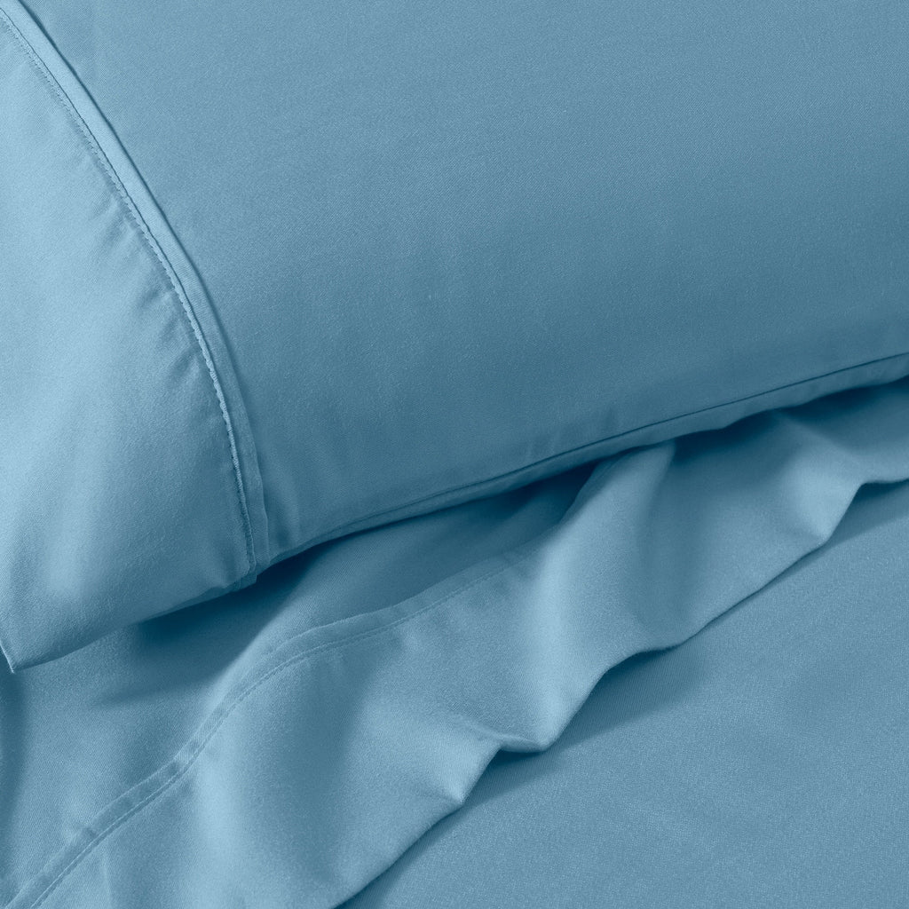 Parure de lit en mélange de coton de qualité supérieure, 1 200 fils au pouce carré, à poches profondes et de couleur unie