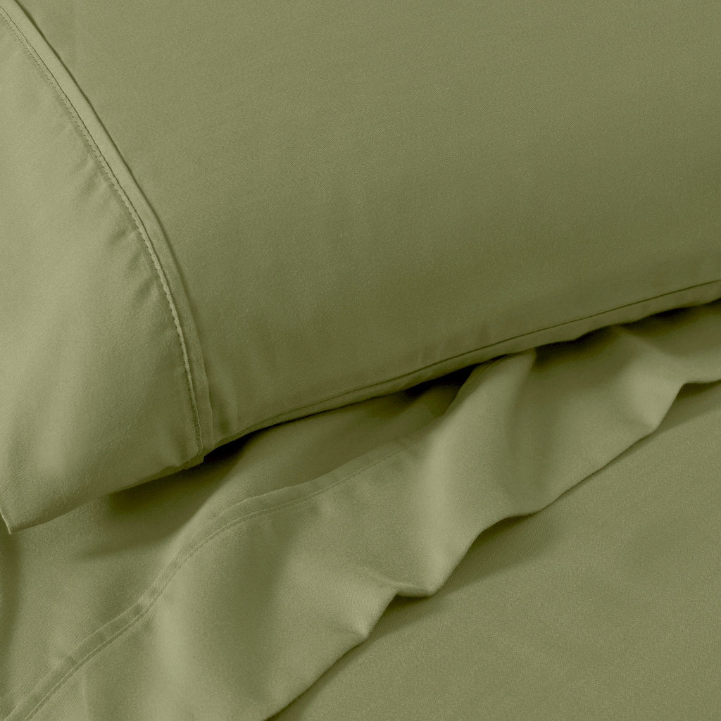 Parure de lit en mélange de coton de qualité supérieure, 1 200 fils au pouce carré, à poches profondes et de couleur unie