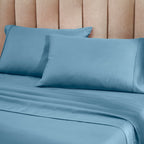 Parure de lit en mélange de coton de qualité supérieure, 1 200 fils au pouce carré, à poches profondes et de couleur unie