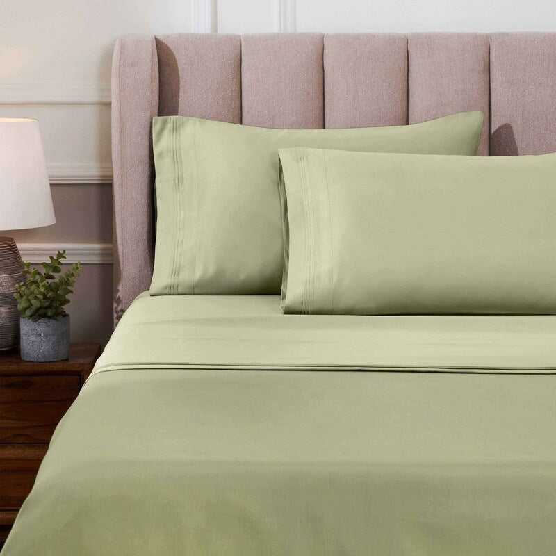 Parure de draps unie en coton égyptien de qualité supérieure 1000 fils au pouce carré avec poche profonde
