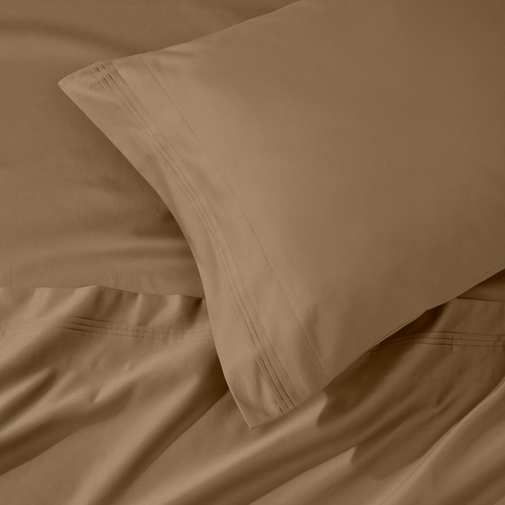 Parure de draps unie en coton égyptien de qualité supérieure 1000 fils au pouce carré avec poche profonde