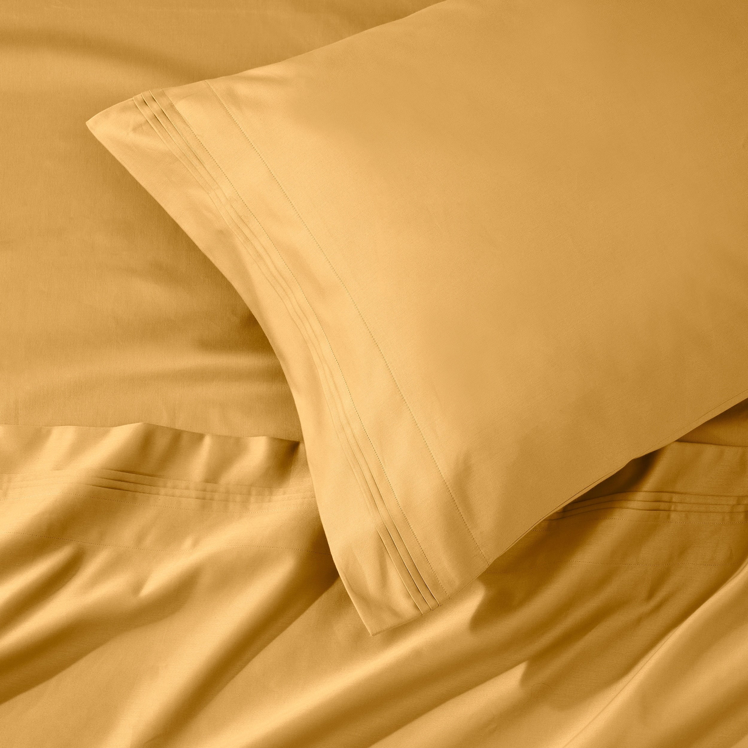 Parure de draps unie en coton égyptien de qualité supérieure 1000 fils au pouce carré avec poche profonde