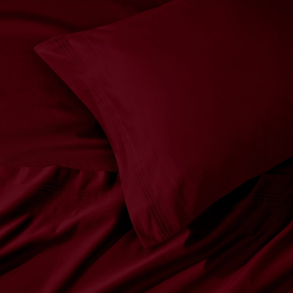 Parure de draps unie en coton égyptien de qualité supérieure 1000 fils au pouce carré avec poche profonde
