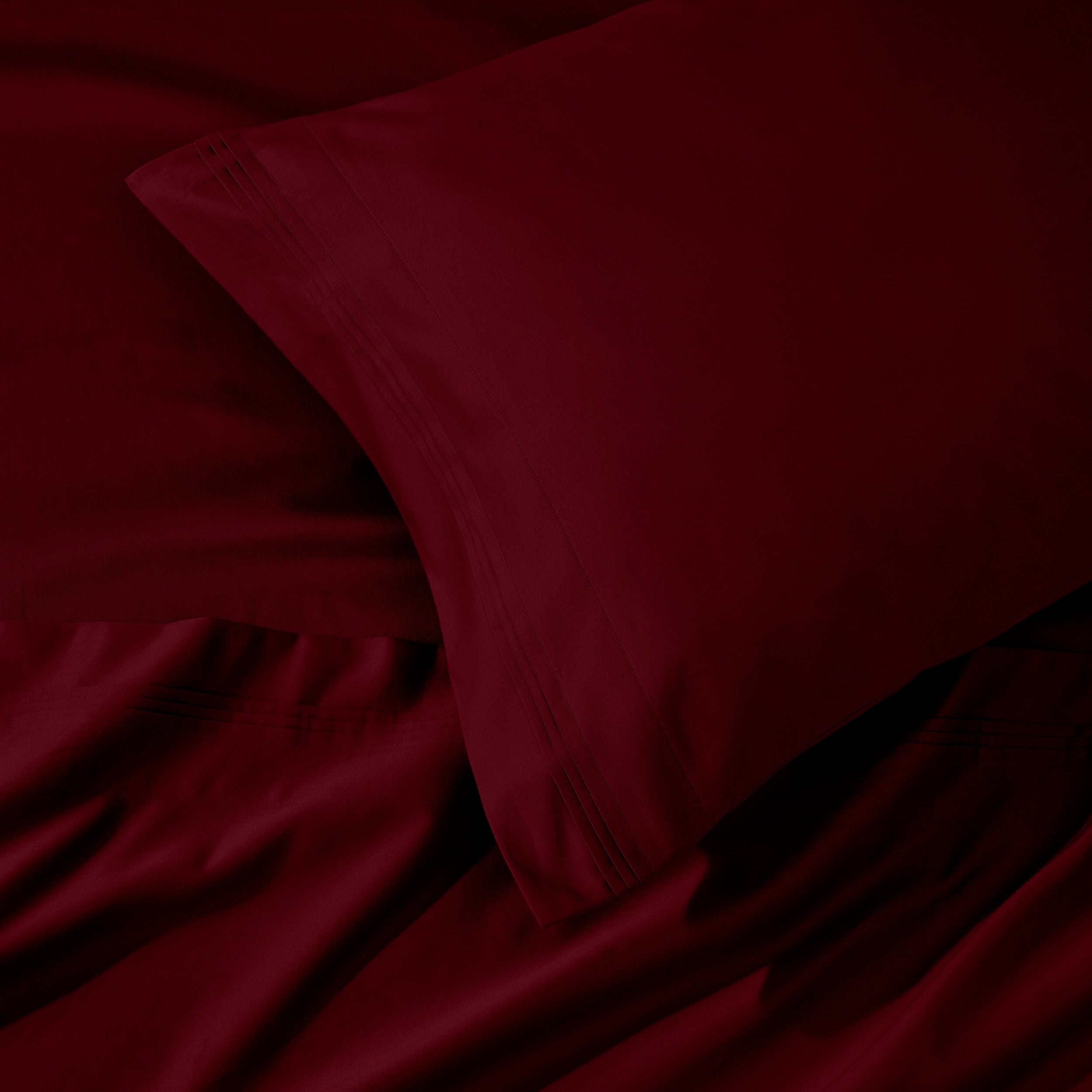 Parure de draps unie en coton égyptien de qualité supérieure 1000 fils au pouce carré avec poche profonde