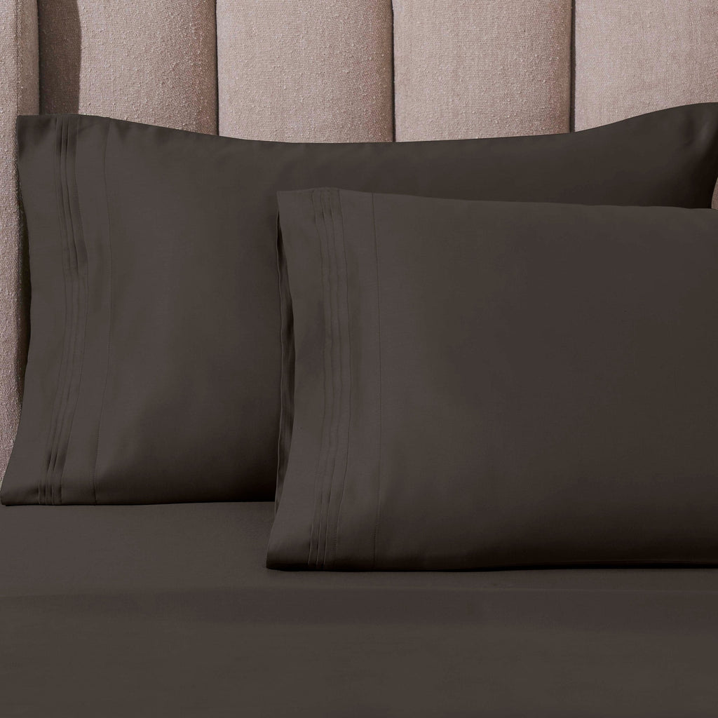 Parure de draps unie en coton égyptien de qualité supérieure 1000 fils au pouce carré avec poche profonde
