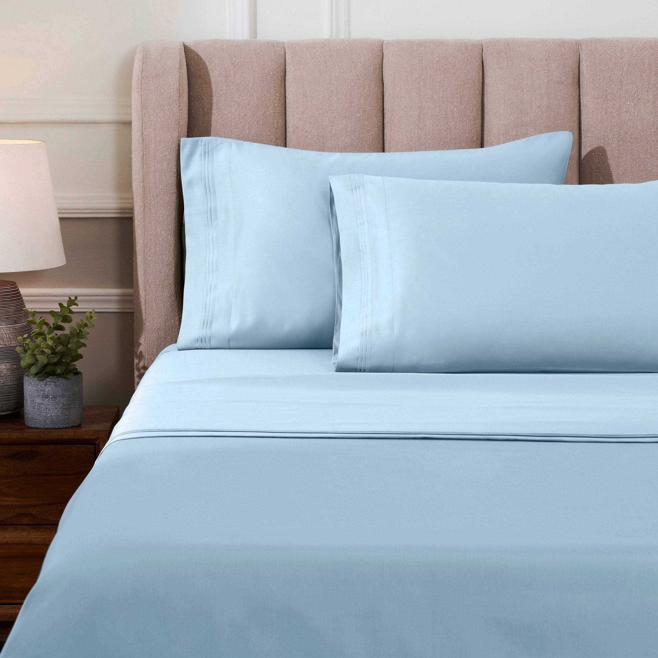 Parure de draps unie en coton égyptien de qualité supérieure 1000 fils au pouce carré avec poche profonde
