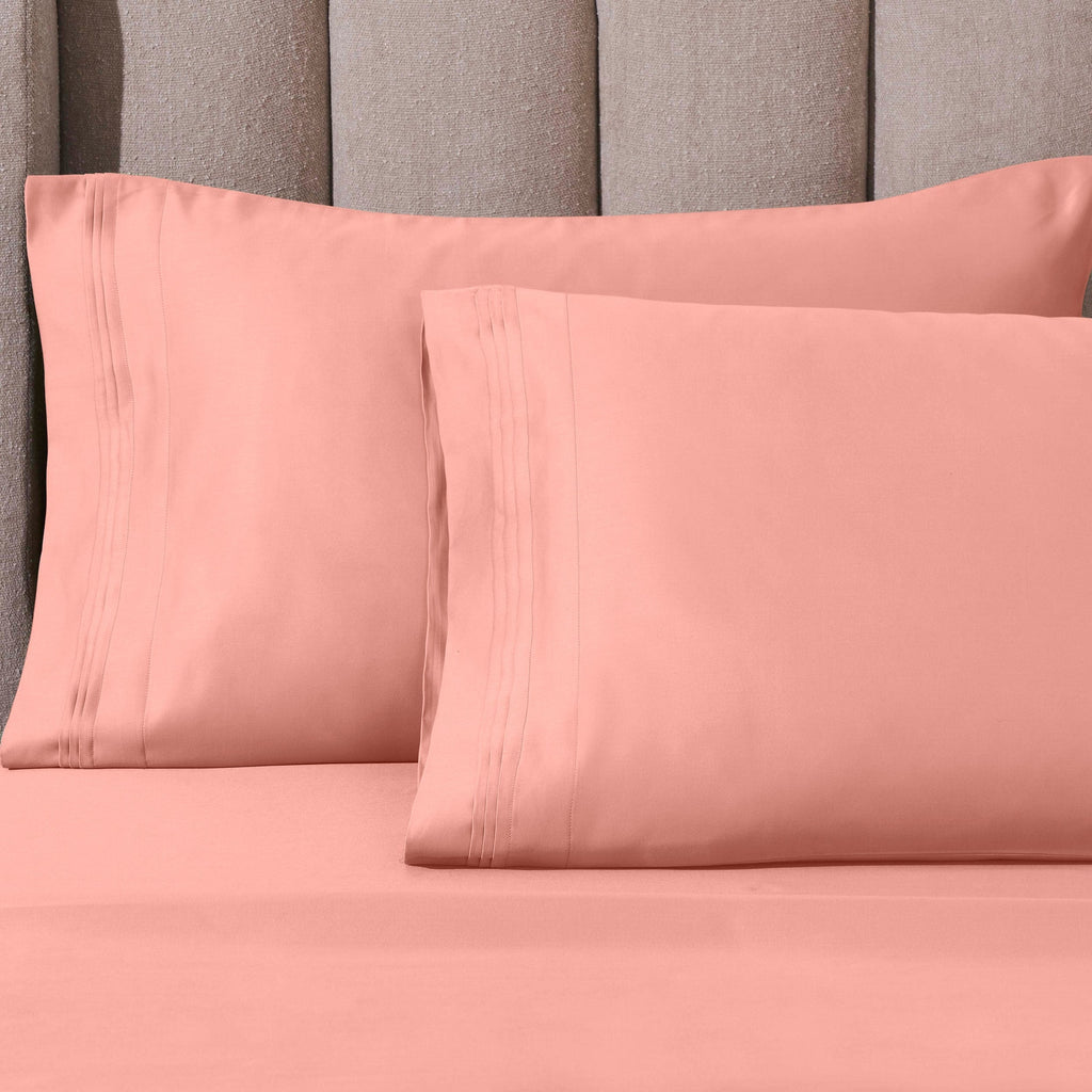 Parure de draps unie en coton égyptien de qualité supérieure 1000 fils au pouce carré avec poche profonde