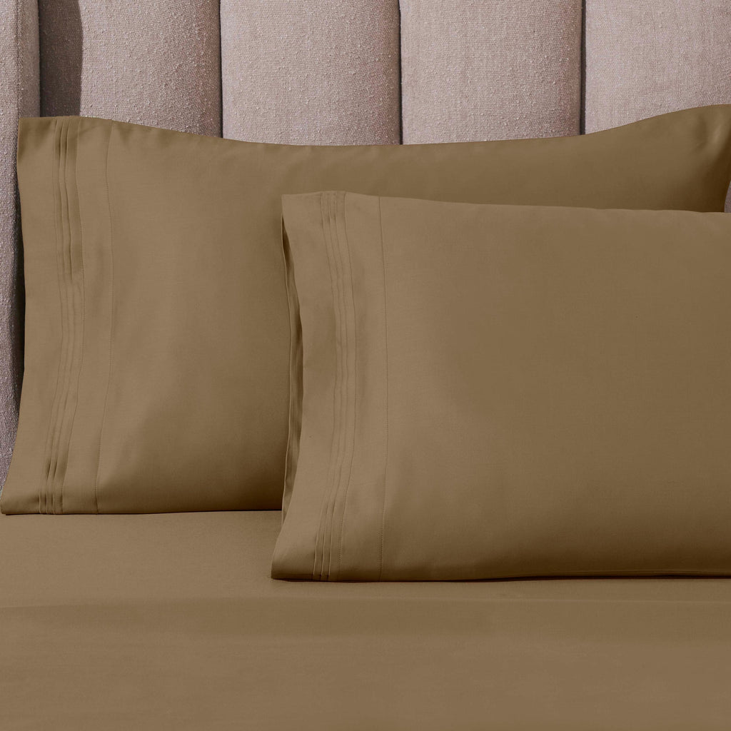Parure de draps unie en coton égyptien de qualité supérieure 1000 fils au pouce carré avec poche profonde