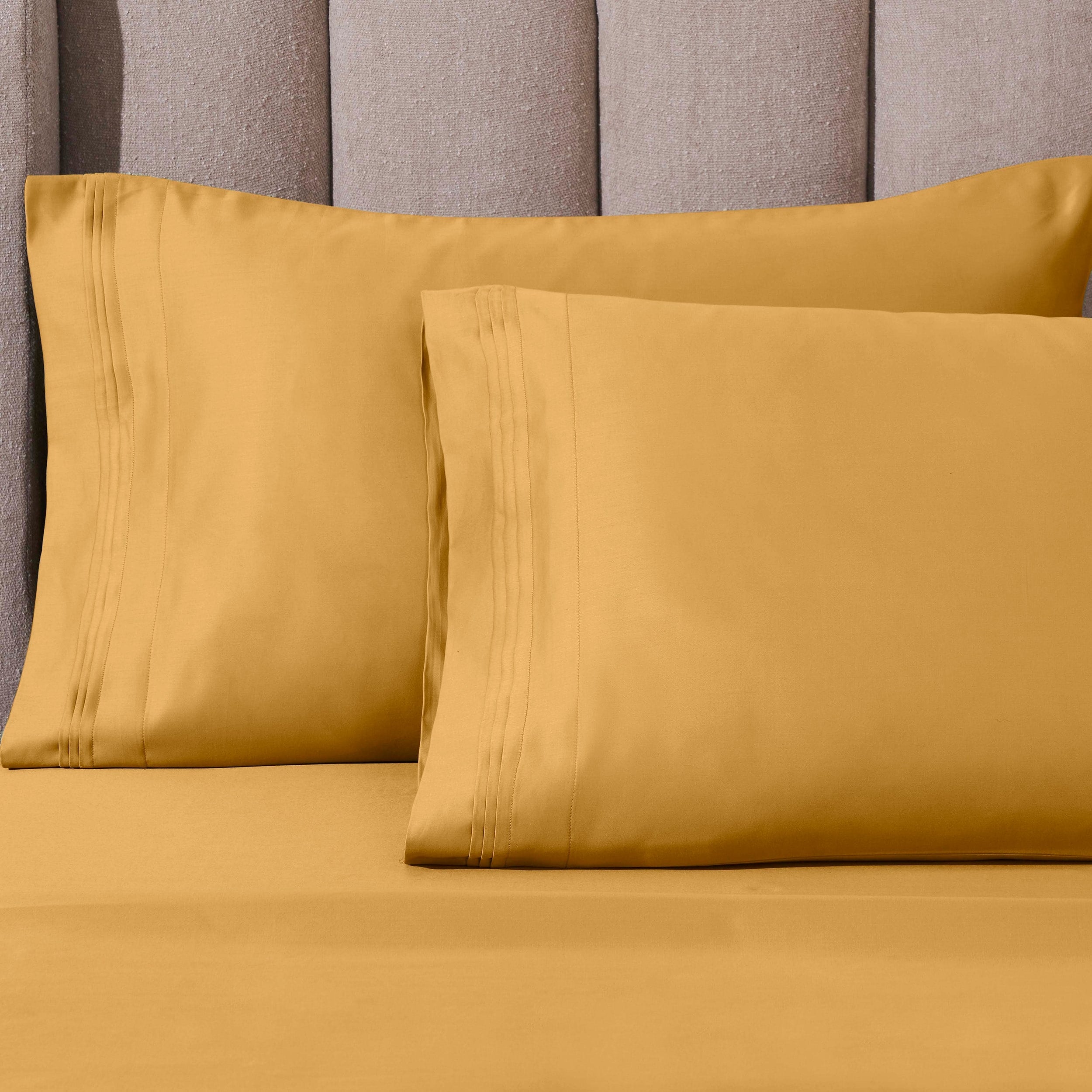 Parure de draps unie en coton égyptien de qualité supérieure 1000 fils au pouce carré avec poche profonde