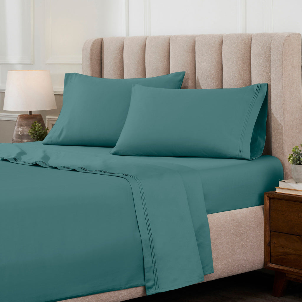 Parure de draps unie en coton égyptien de qualité supérieure 1000 fils au pouce carré avec poche profonde