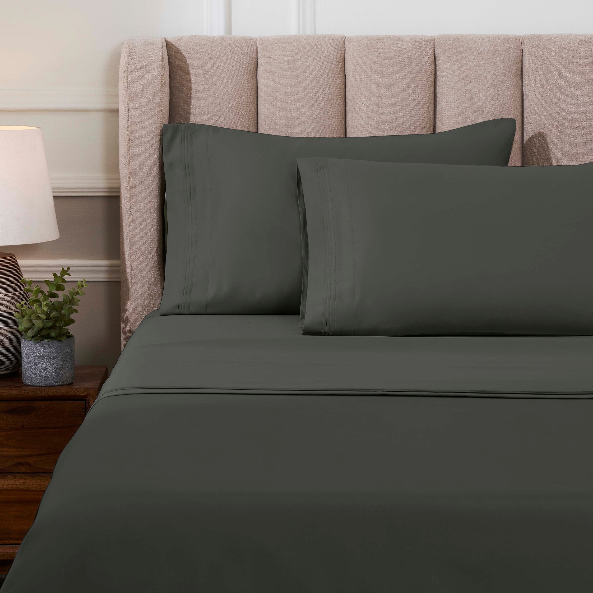 Parure de draps unie en coton égyptien de qualité supérieure 1000 fils au pouce carré avec poche profonde