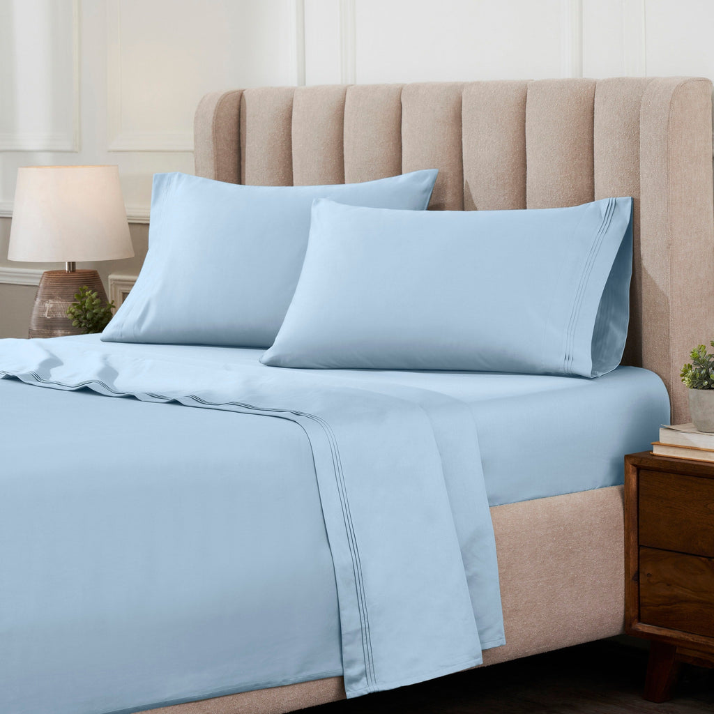 Parure de draps unie en coton égyptien de qualité supérieure 1000 fils au pouce carré avec poche profonde