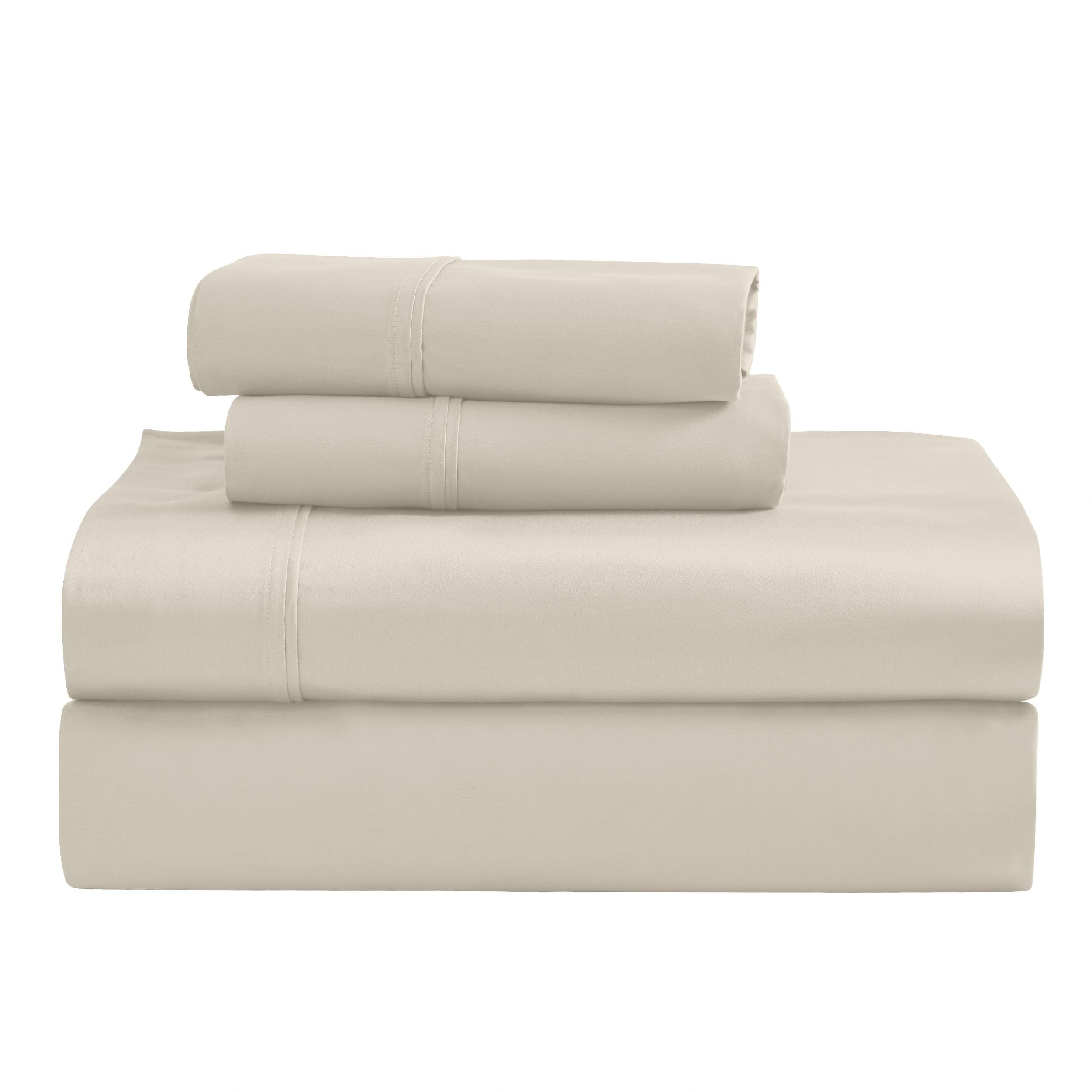 Parure de draps unie écologique en coton égyptien de qualité supérieure 1 200 fils