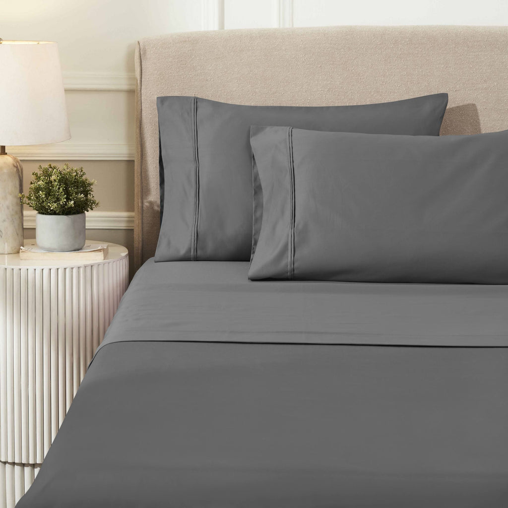 Parure de draps unie écologique en coton égyptien de qualité supérieure 1 200 fils