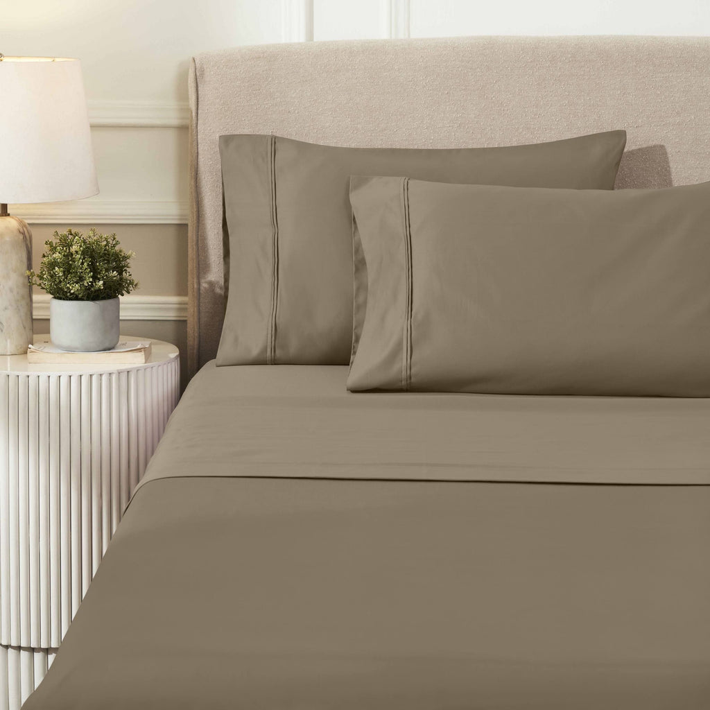 Parure de draps unie écologique en coton égyptien de qualité supérieure 1 200 fils