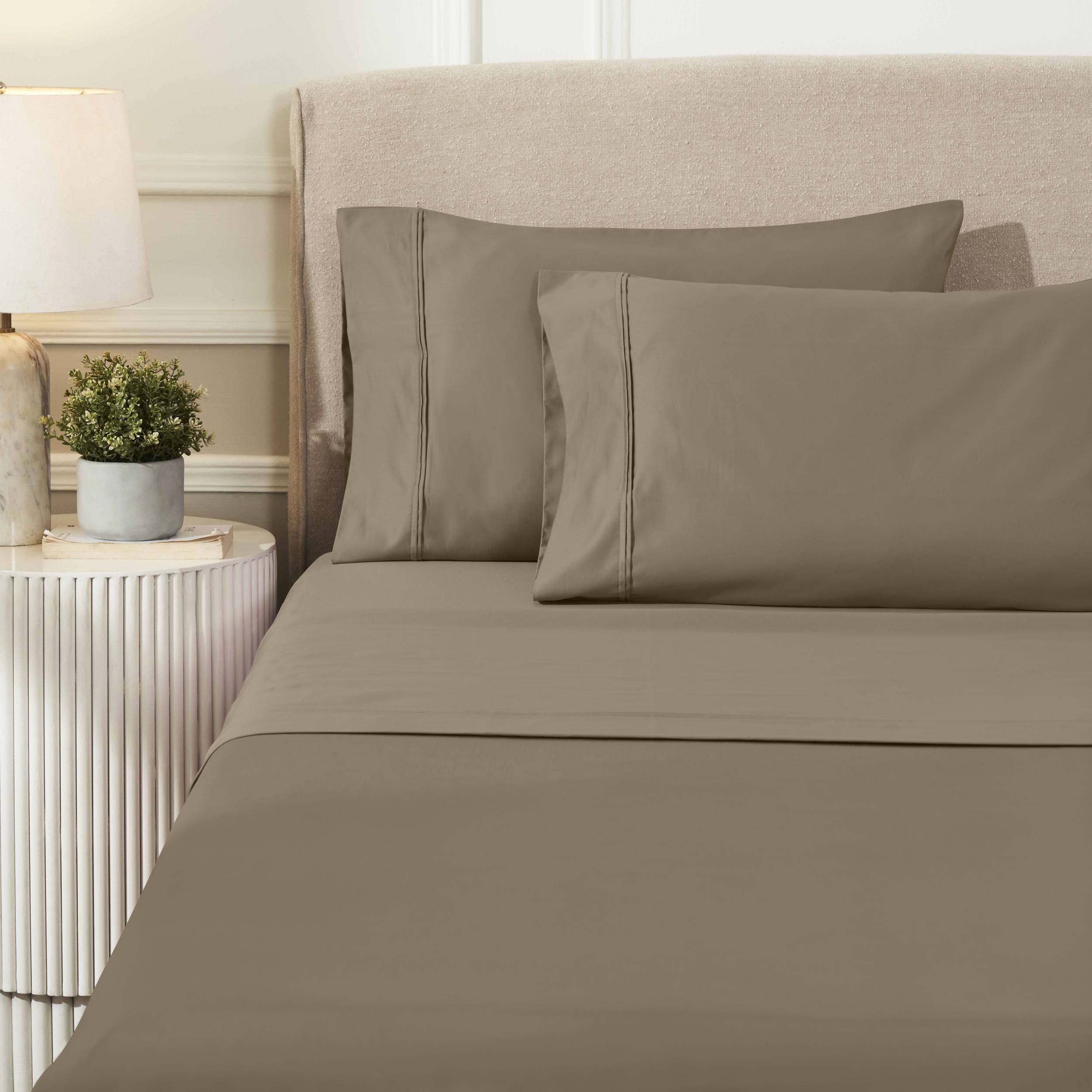 Parure de draps unie écologique en coton égyptien de qualité supérieure 1 200 fils
