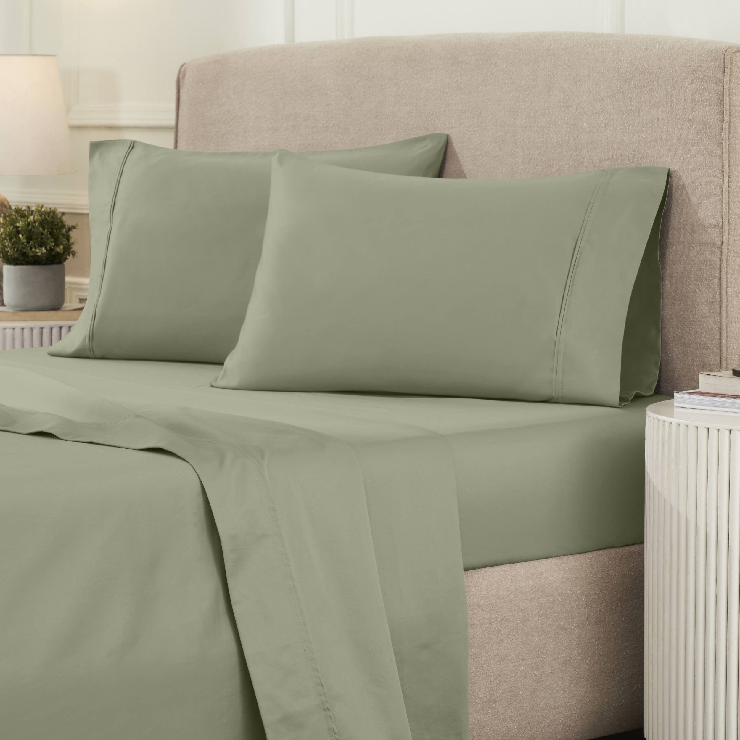 Parure de draps unie écologique en coton égyptien de qualité supérieure 1 200 fils