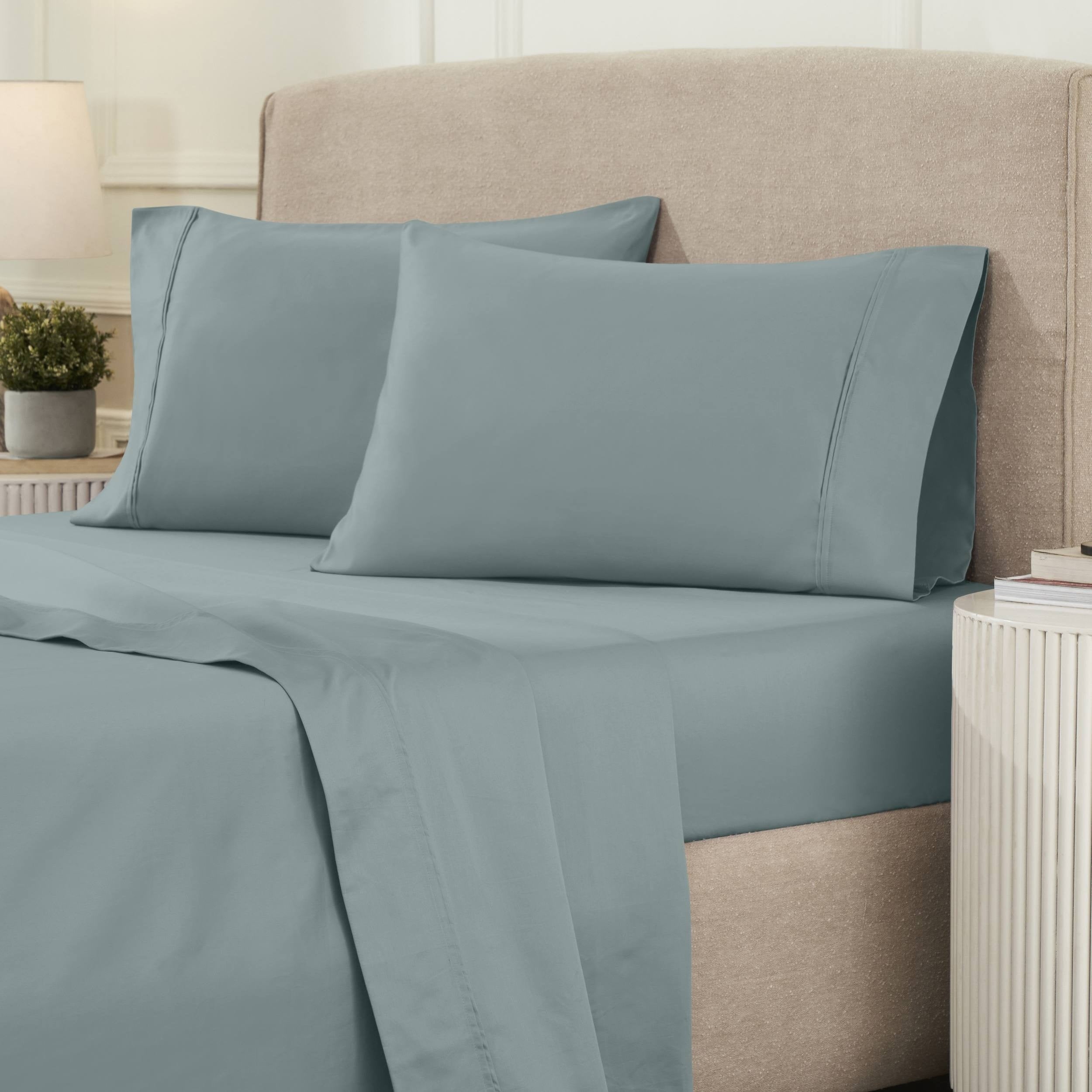 Parure de draps unie écologique en coton égyptien de qualité supérieure 1 200 fils
