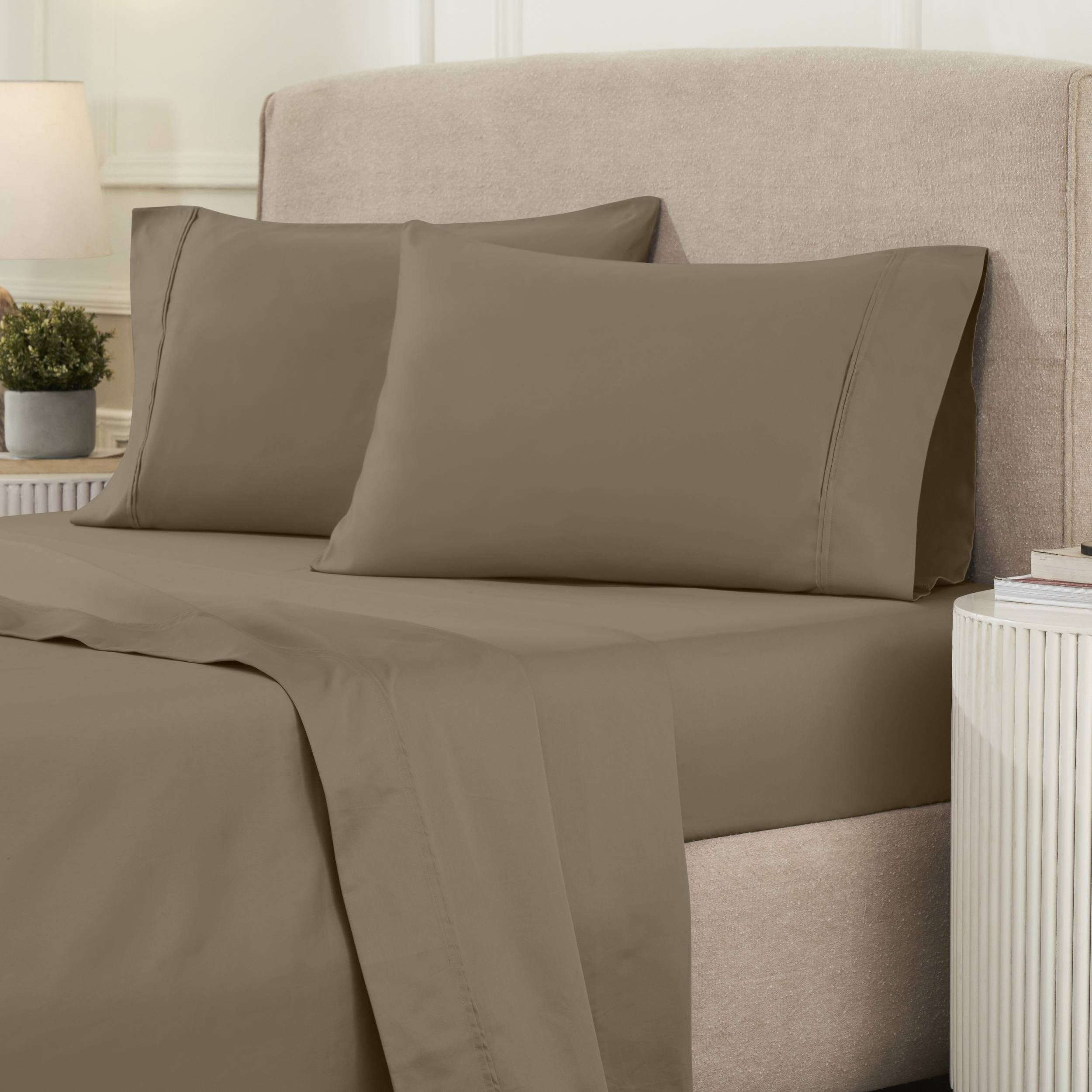 Parure de draps unie écologique en coton égyptien de qualité supérieure 1 200 fils