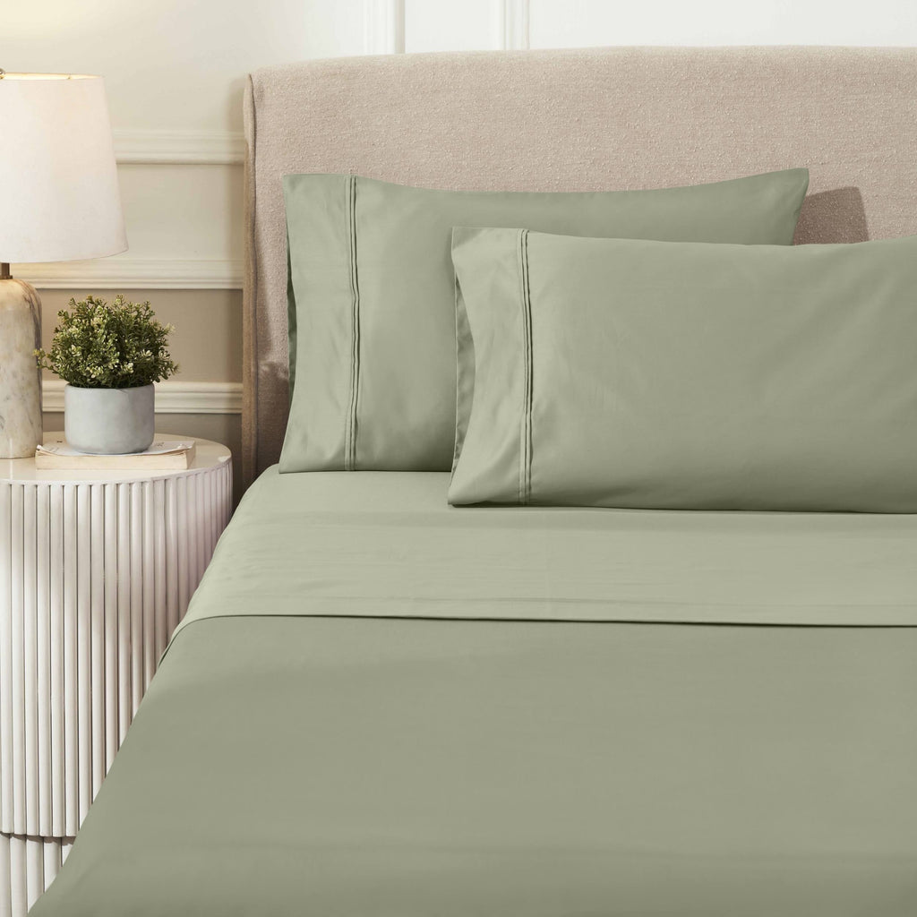 Parure de draps unie écologique en coton égyptien de qualité supérieure 1 200 fils