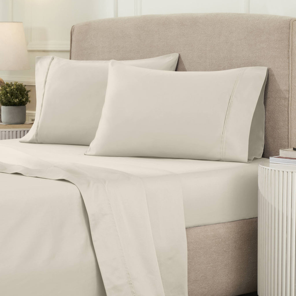 Parure de draps unie écologique en coton égyptien de qualité supérieure 1 200 fils