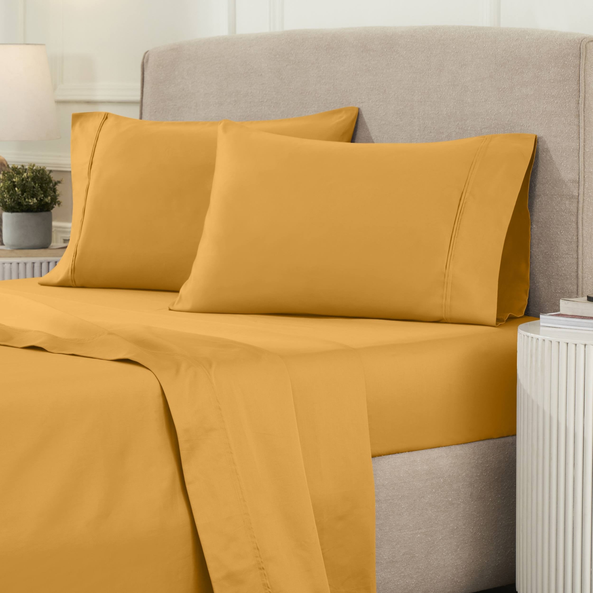 Parure de draps unie écologique en coton égyptien de qualité supérieure 1 200 fils
