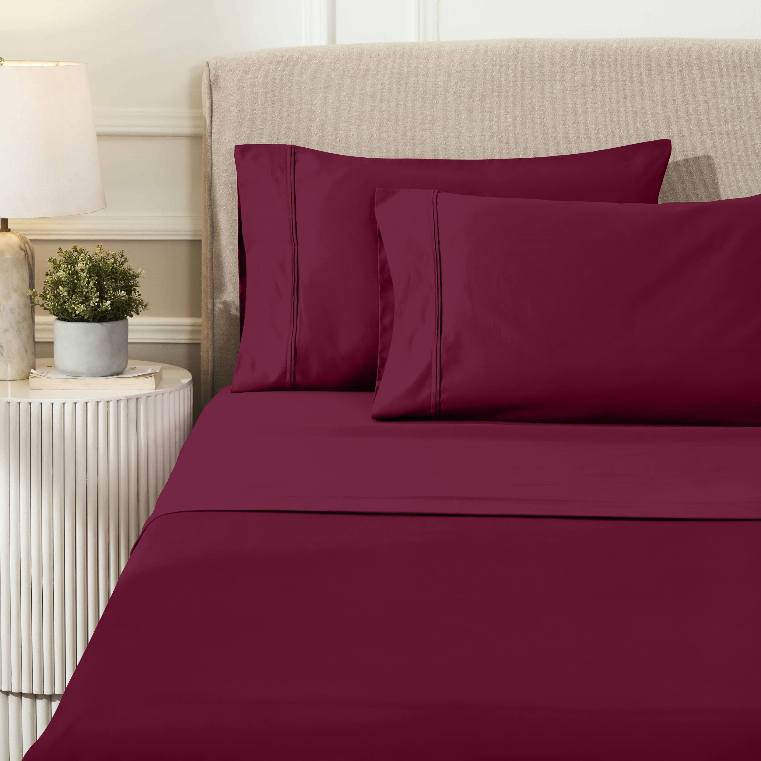Parure de draps unie écologique en coton égyptien de qualité supérieure 1 200 fils