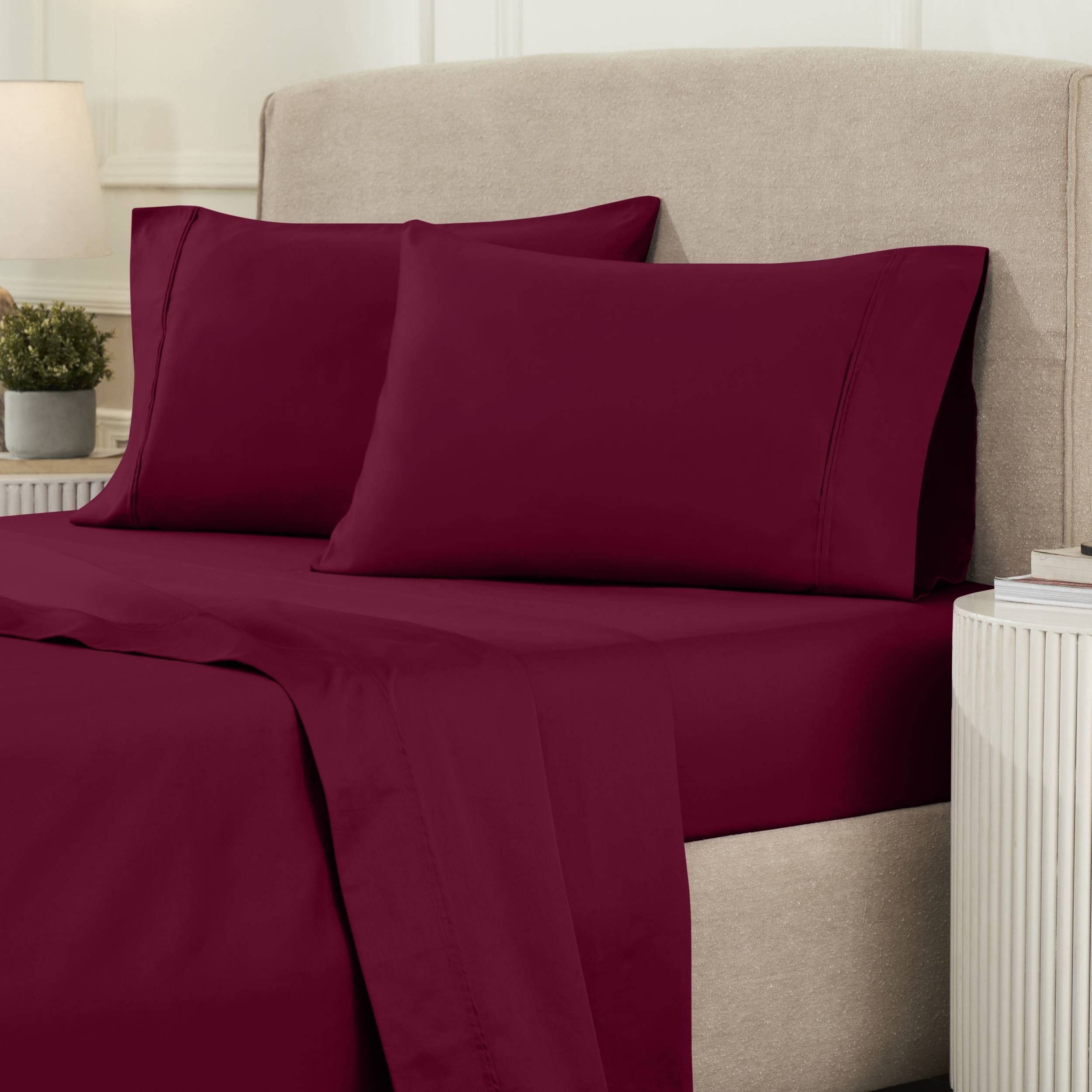 Parure de draps unie écologique en coton égyptien de qualité supérieure 1 200 fils