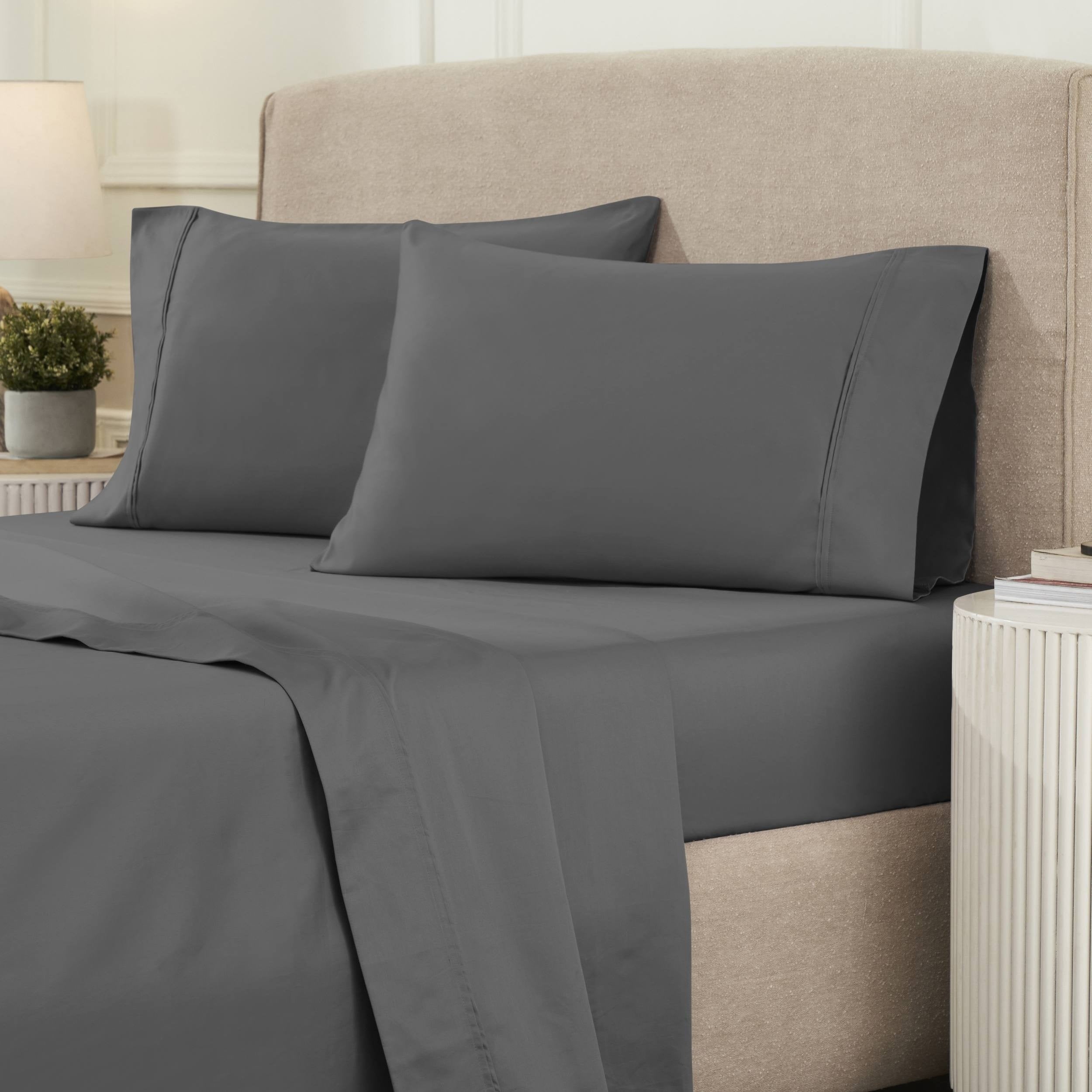 Parure de draps unie écologique en coton égyptien de qualité supérieure 1 200 fils