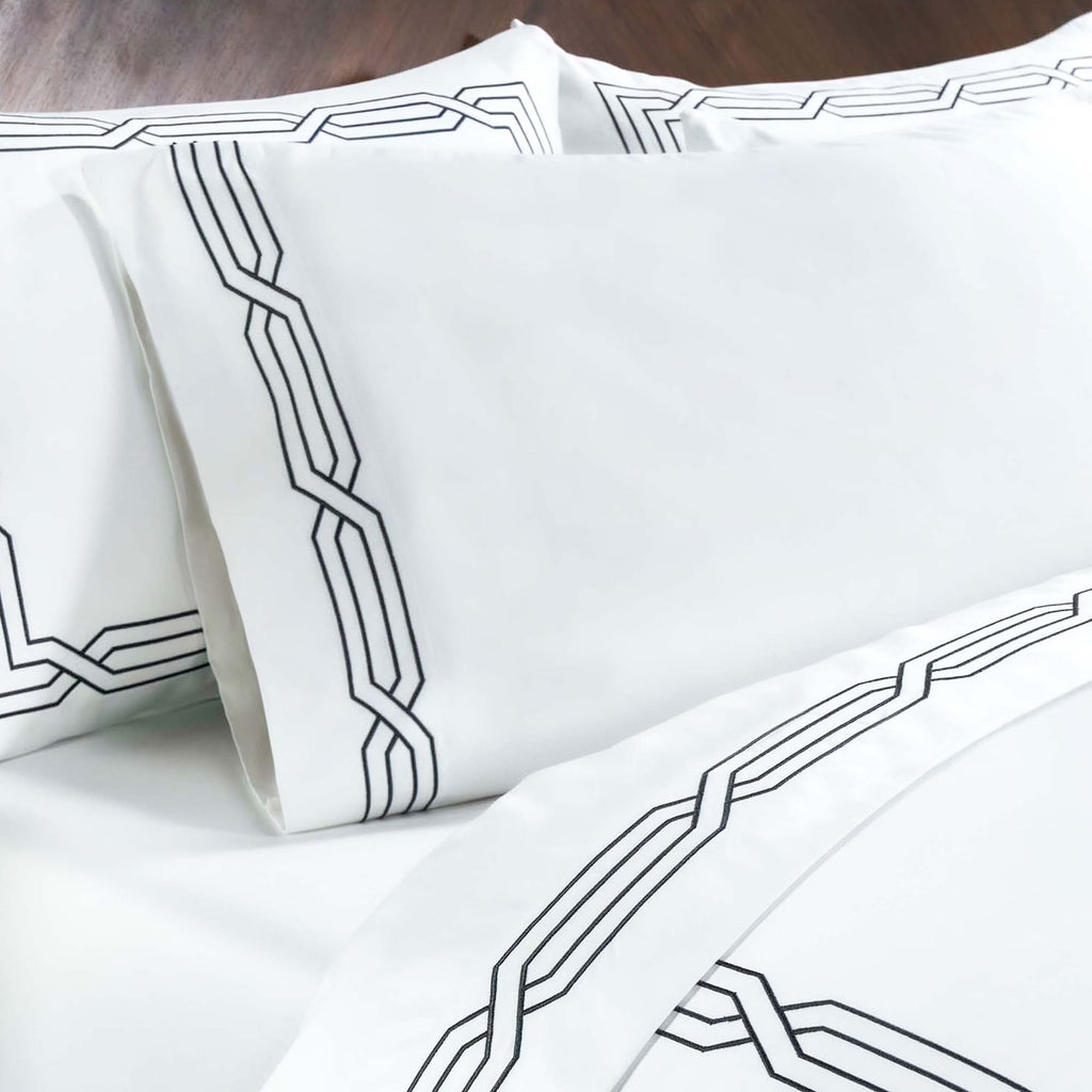 Parure de draps unie écologique en coton égyptien de qualité supérieure 1 200 fils