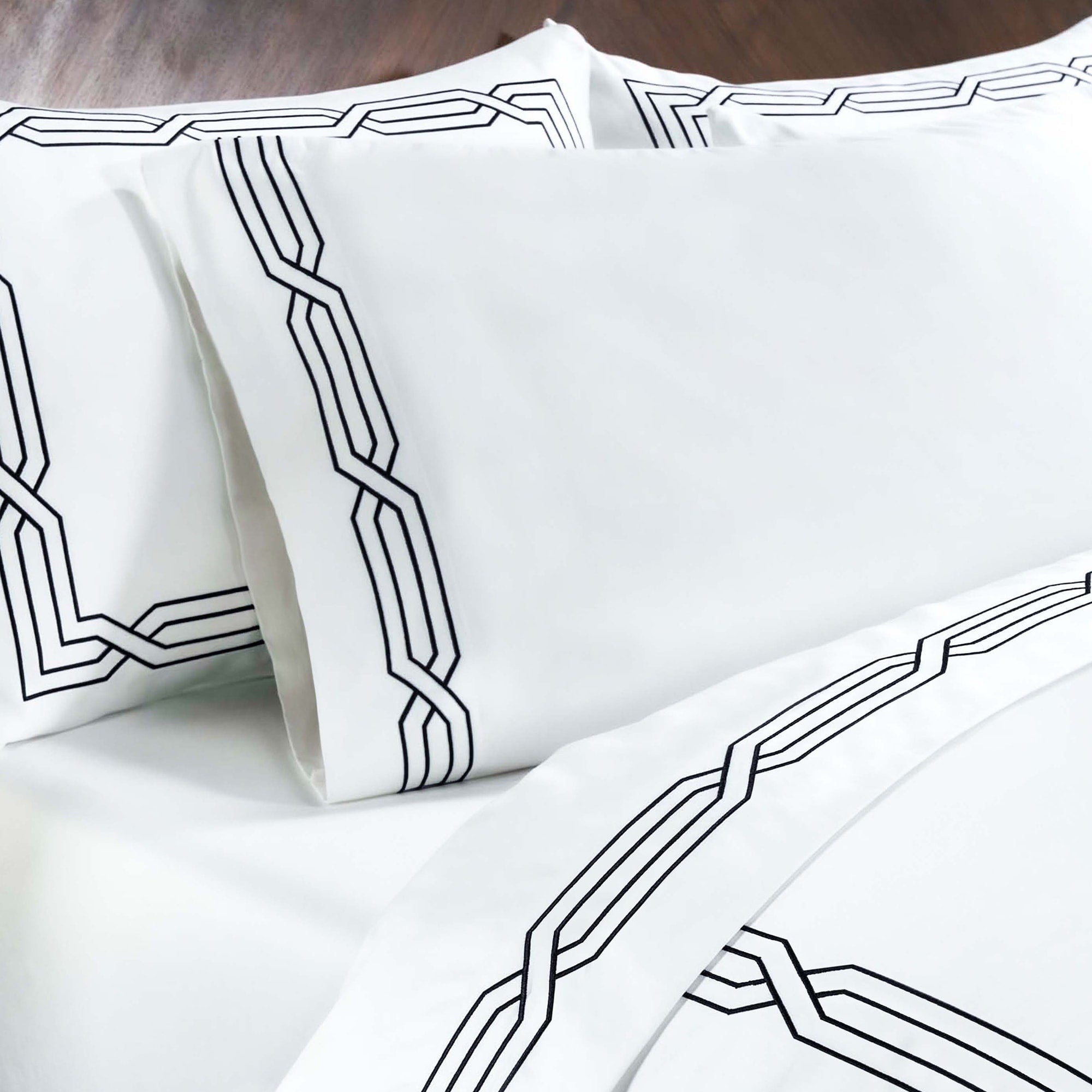 Parure de draps unie écologique en coton égyptien de qualité supérieure 1 200 fils