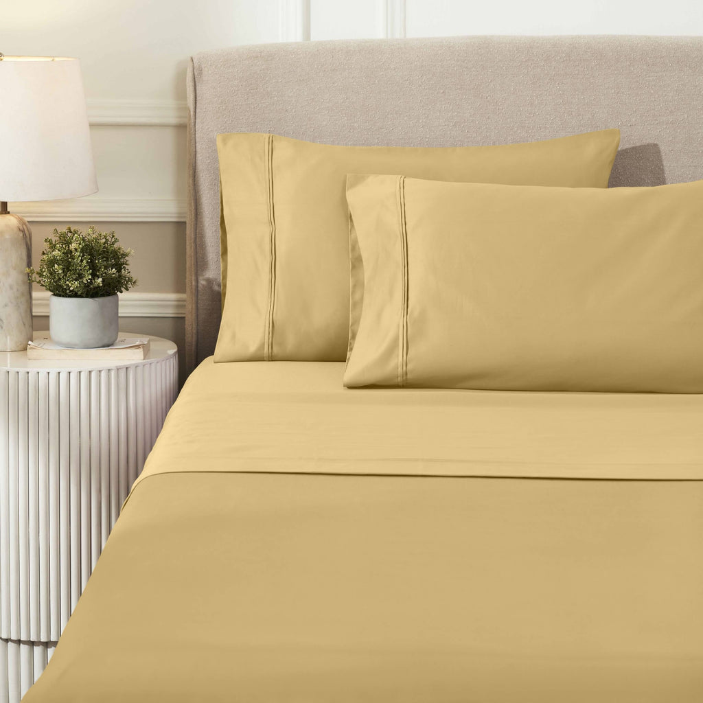 Parure de draps unie écologique en coton égyptien de qualité supérieure 1 200 fils