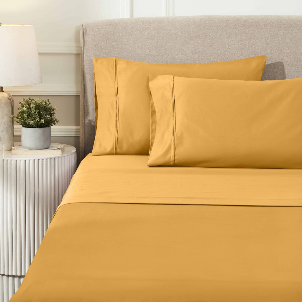 Parure de draps unie écologique en coton égyptien de qualité supérieure 1 200 fils