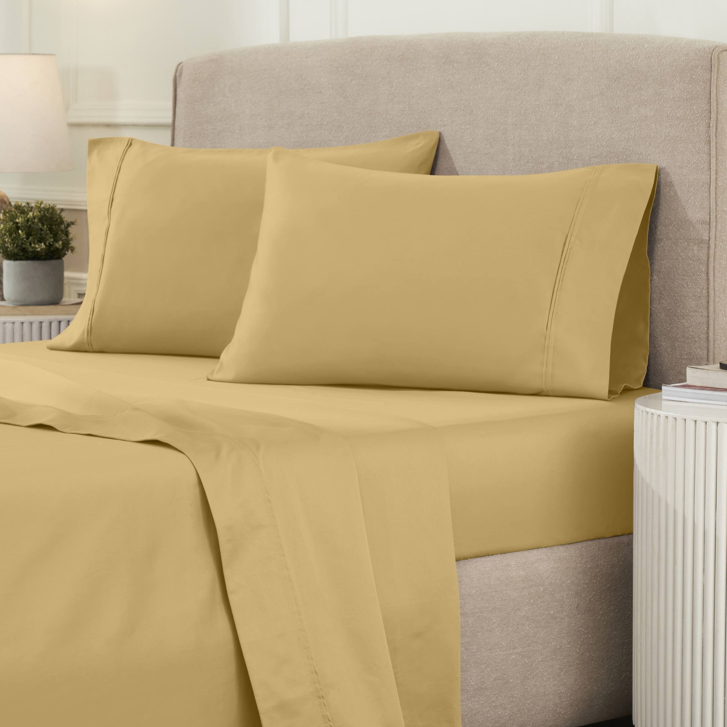 Parure de draps unie écologique en coton égyptien de qualité supérieure 1 200 fils