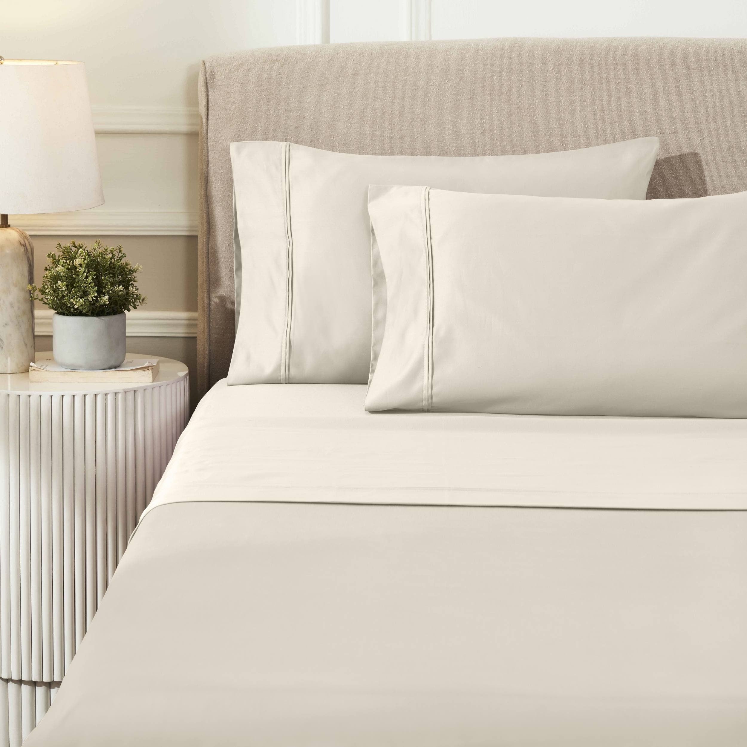 Parure de draps unie écologique en coton égyptien de qualité supérieure 1 200 fils