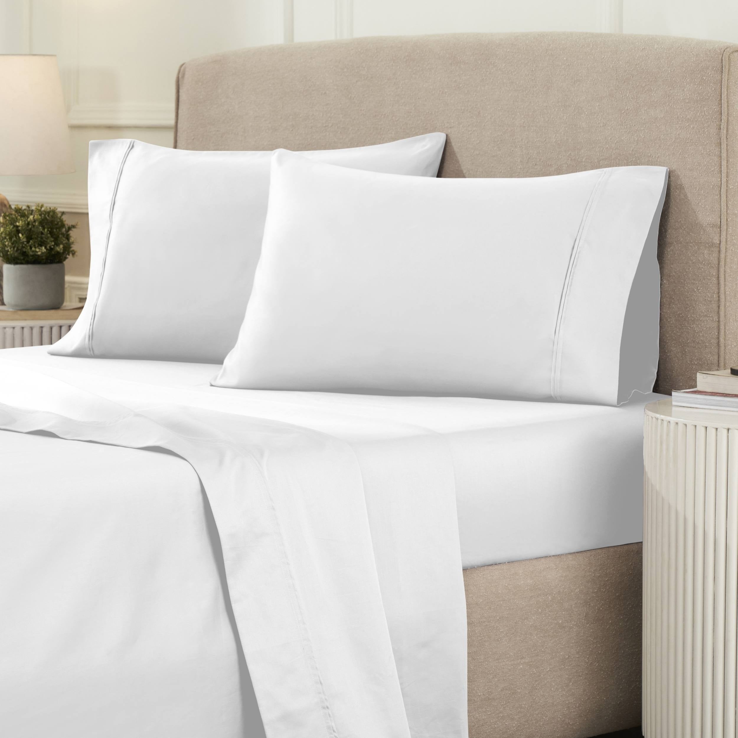 Parure de draps unie écologique en coton égyptien de qualité supérieure 1 200 fils