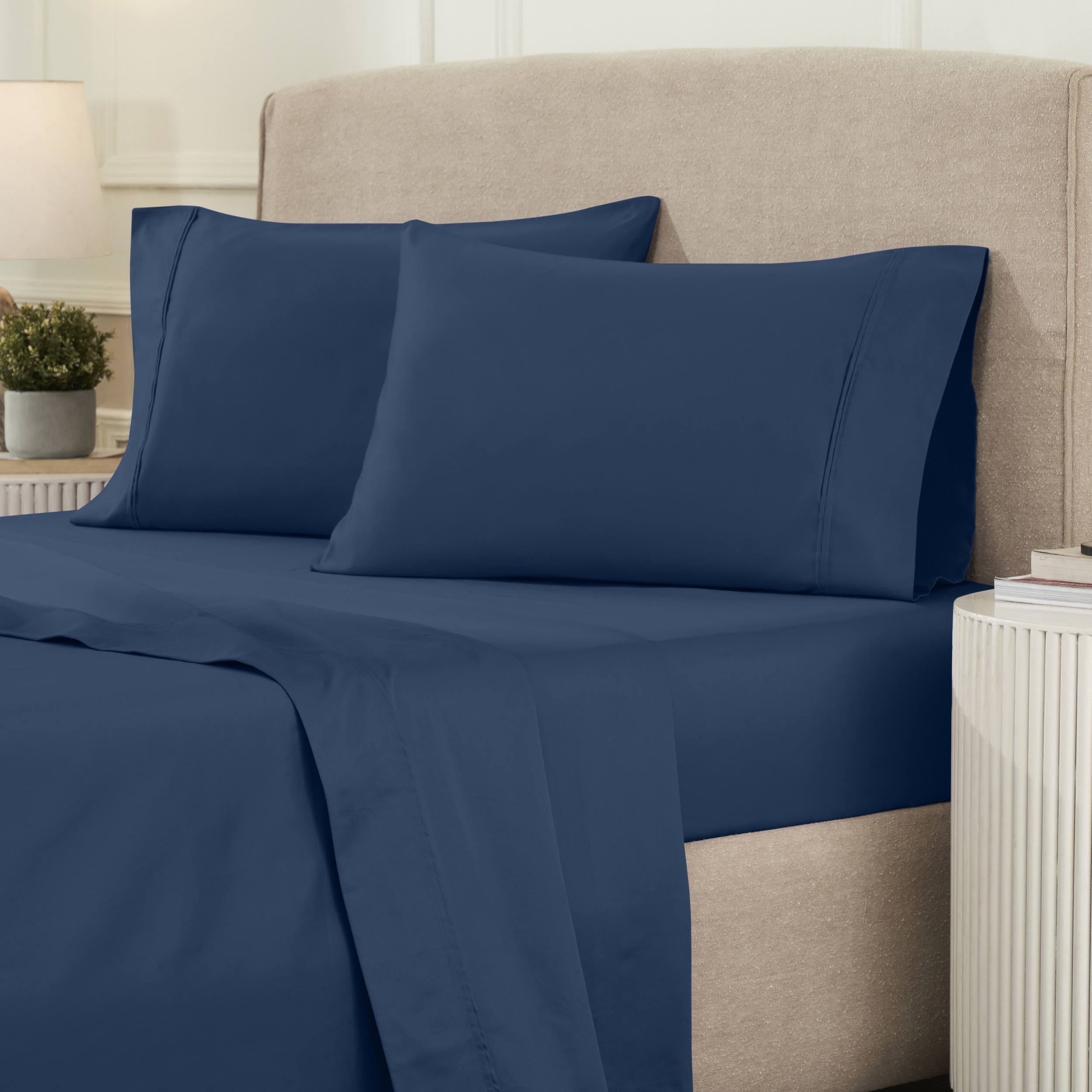 Parure de draps unie écologique en coton égyptien de qualité supérieure 1 200 fils