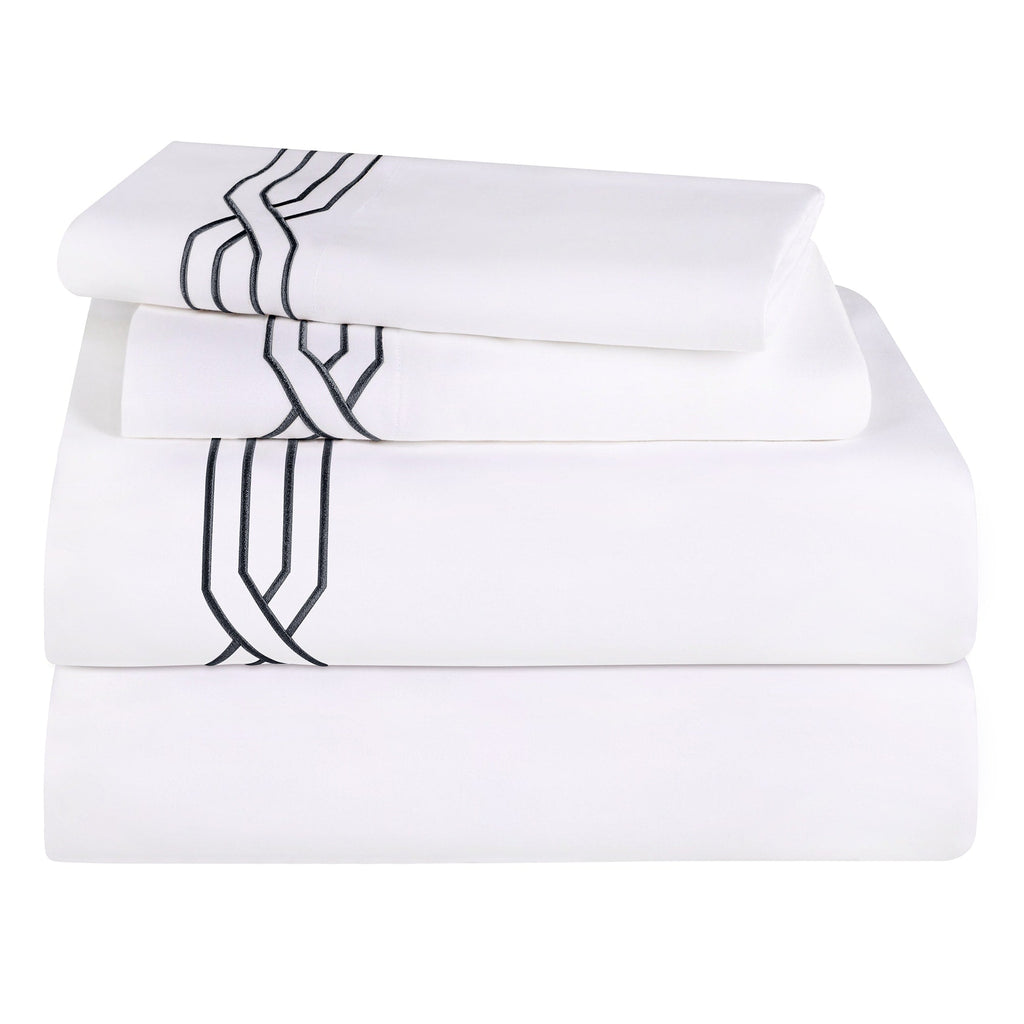 Parure de draps unie écologique en coton égyptien de qualité supérieure 1 200 fils