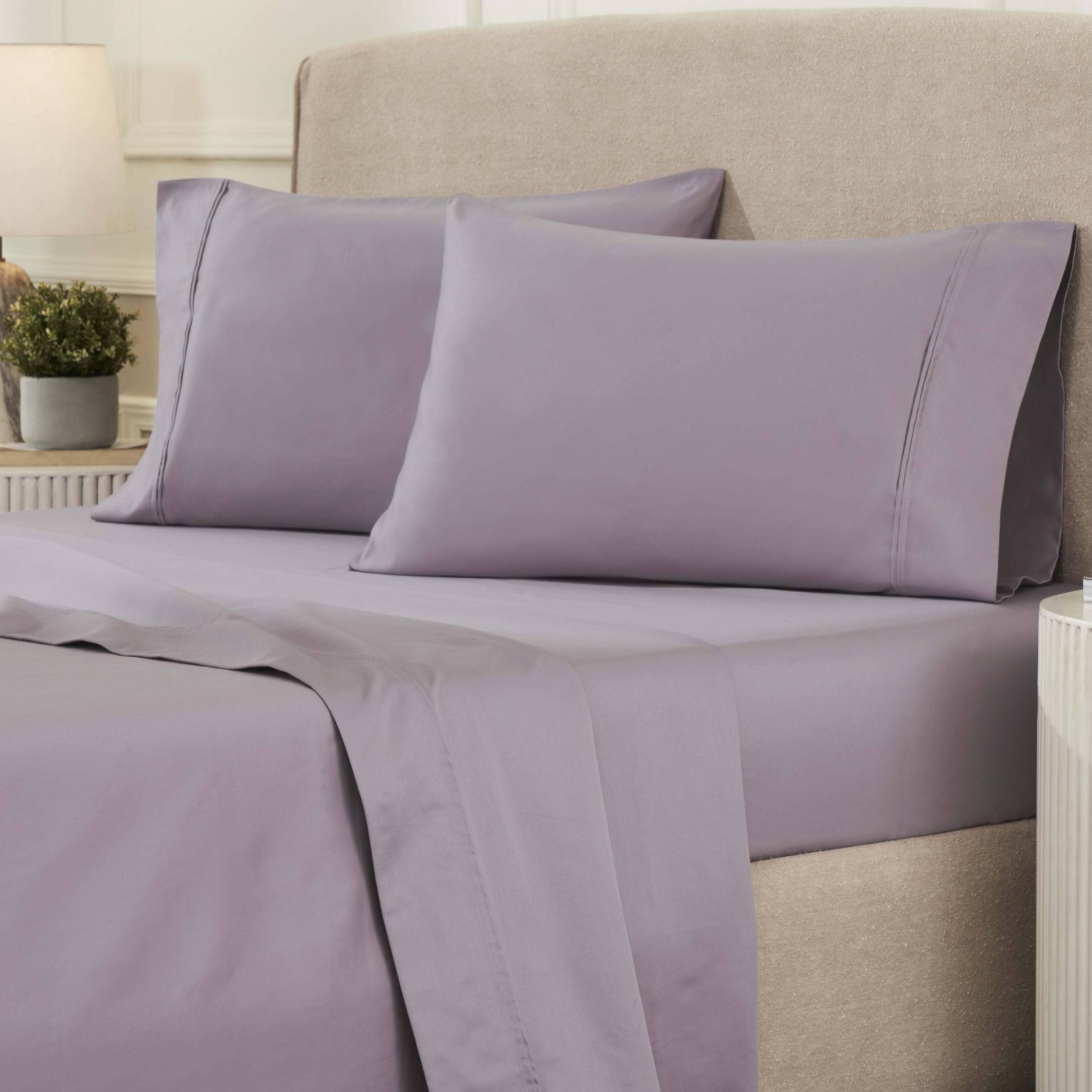 Parure de draps unie écologique en coton égyptien de qualité supérieure 1 200 fils